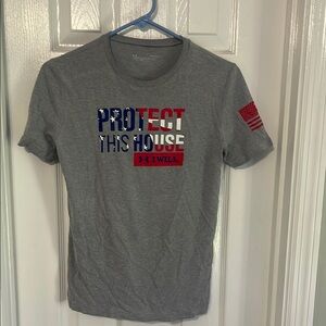 Under Armour Gray and Red Short Sleeve Tee with Patriotic Design